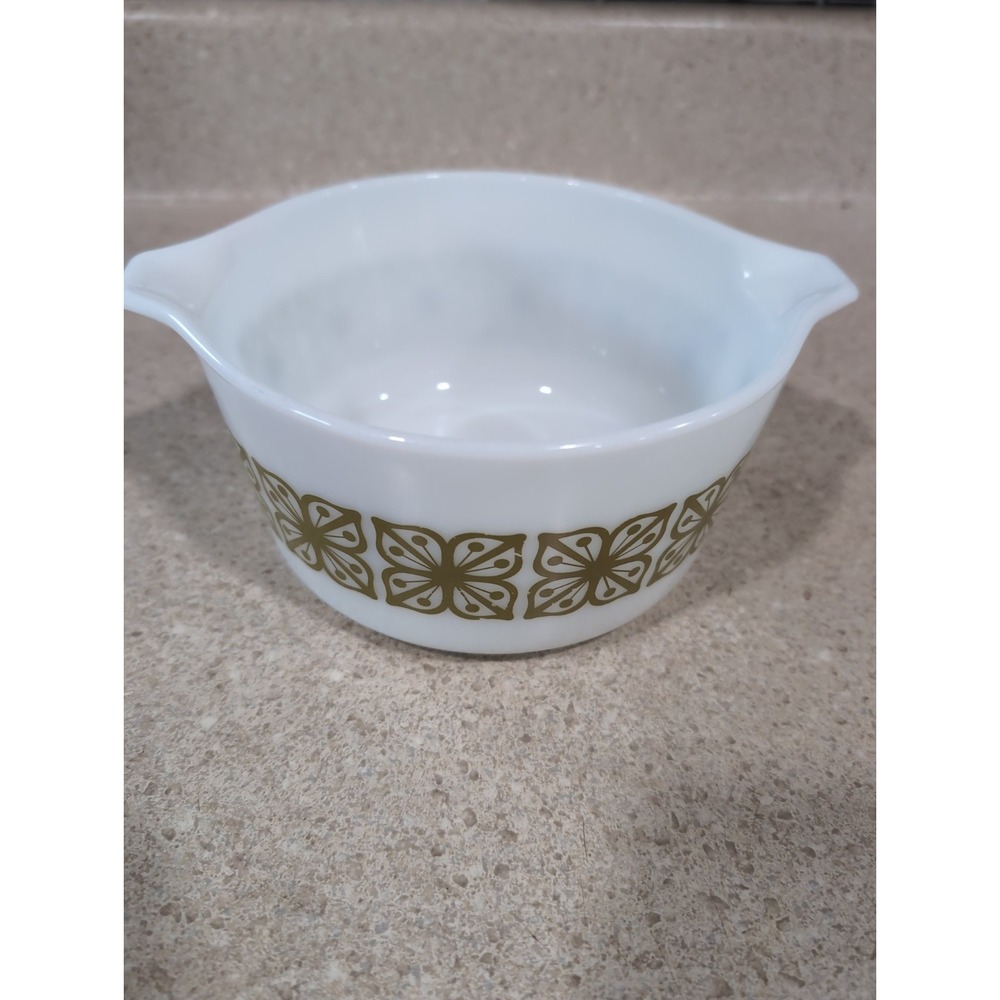 Vintage Pyrex Green Square Verde Flower Cinderella Casserole Dish #473 1 Quart